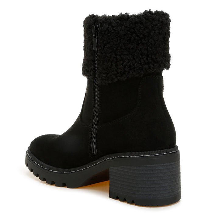 faux fur & embroidery detail boots#color_black