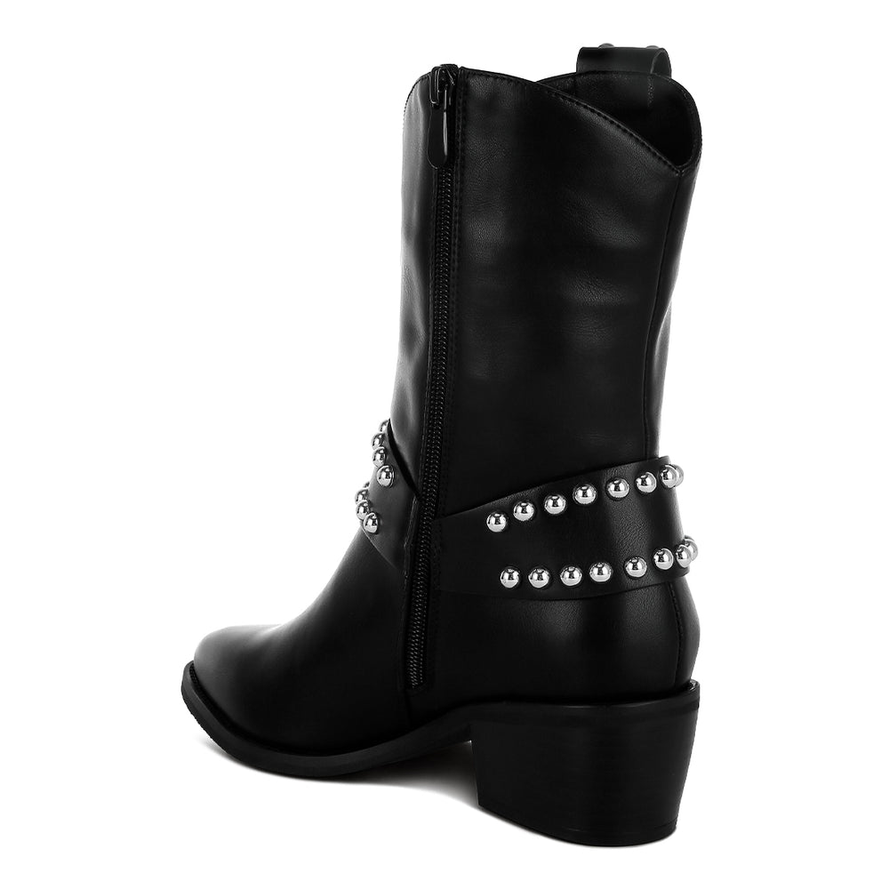 studded harness detail boots#color_black