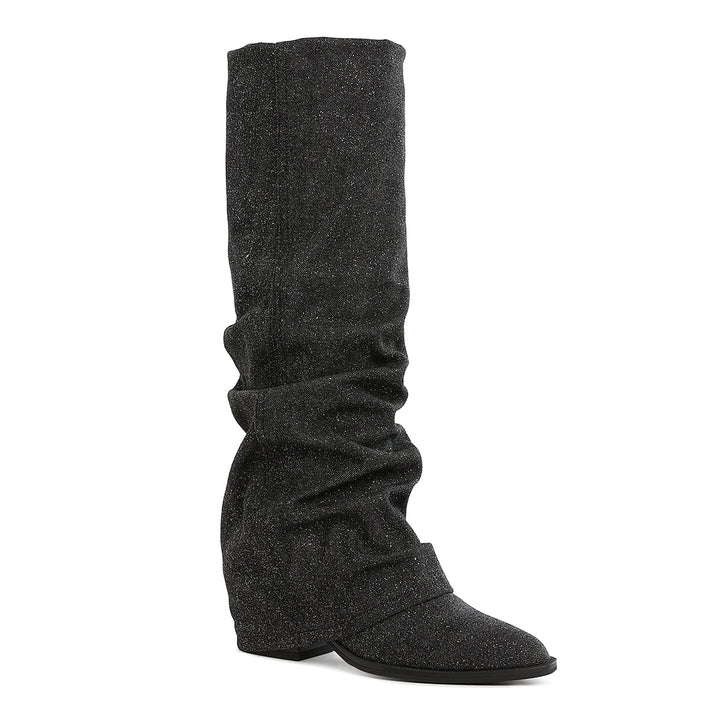 studded harness detail boots
fold-over slouchy denim boot#color_black