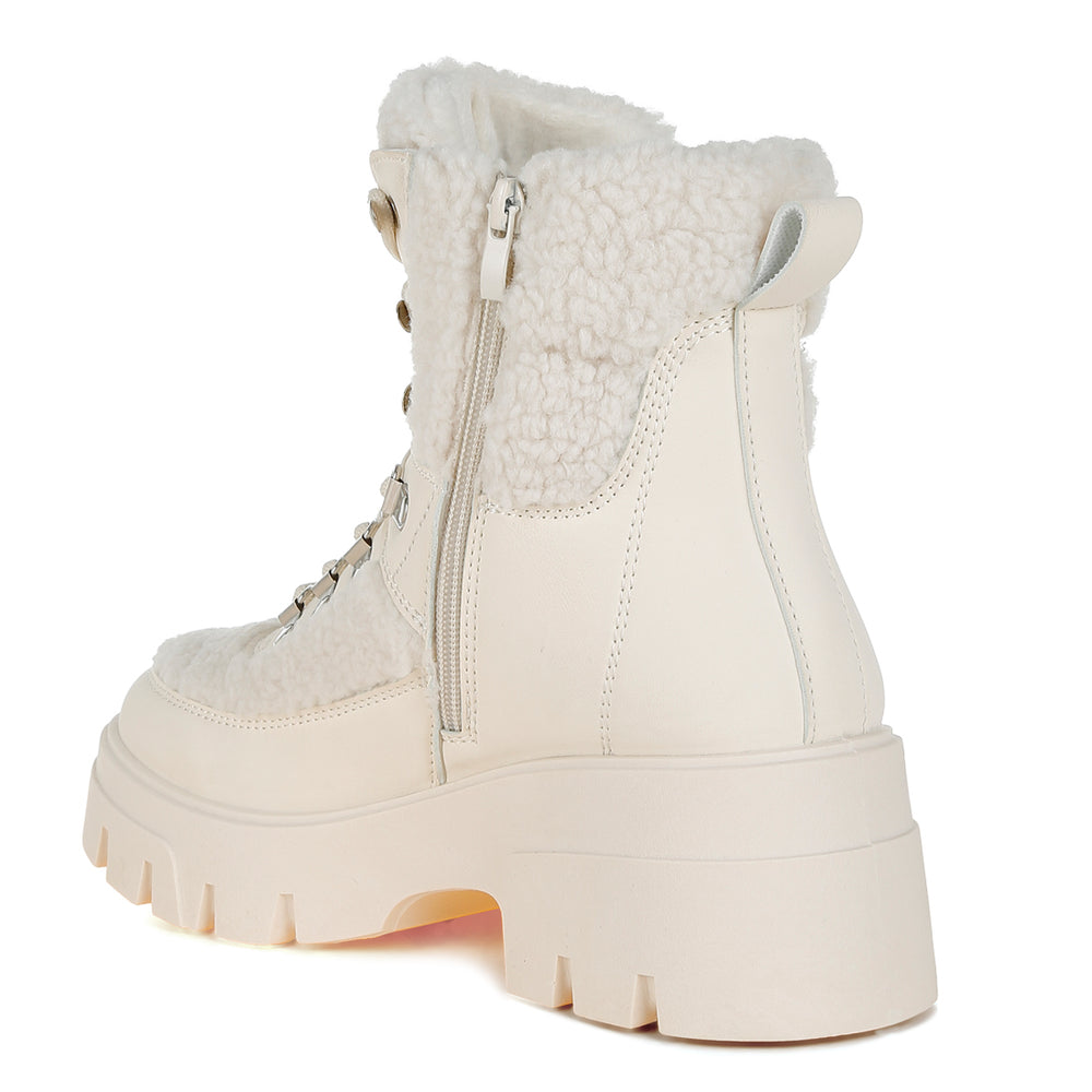 faux fur detail chunky hiker boots#color_beige