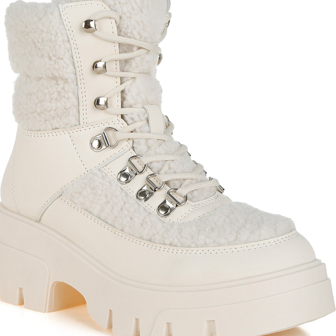 faux fur detail chunky hiker boots#color_beige