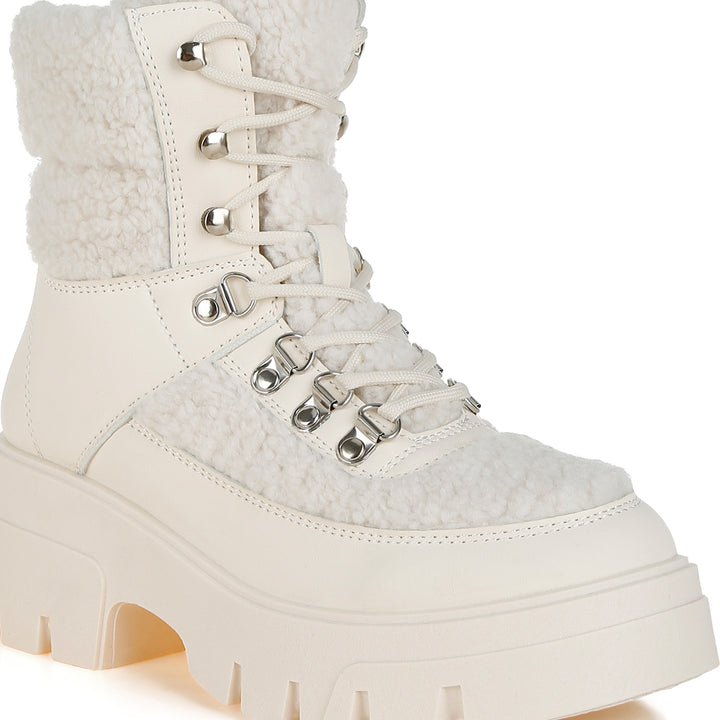 faux fur detail chunky hiker boots#color_beige