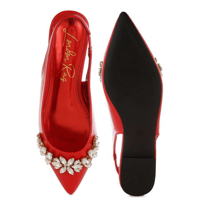 diamante embellished flat sandals#color_red
