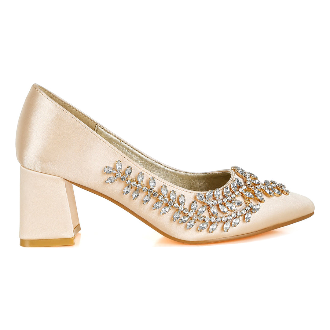 satin diamante embellished pumps#color_beige