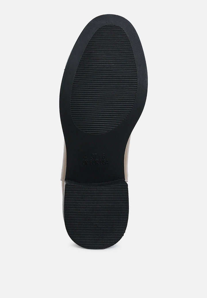 women stacked heel chelsea boots#color_beige