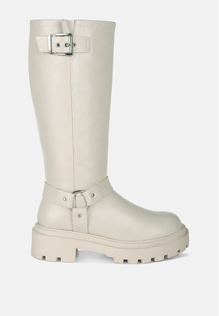 women harnes detail long boots#color_beige