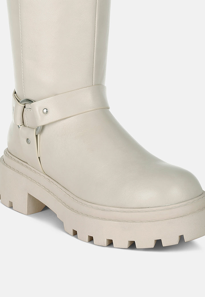 women harnes detail long boots#color_beige