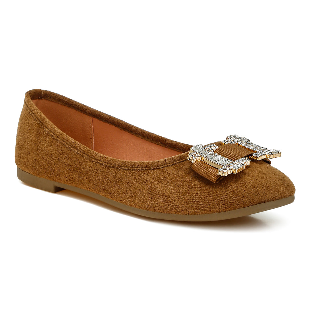 rhinestone buckle detail ballerinas
#color_tan