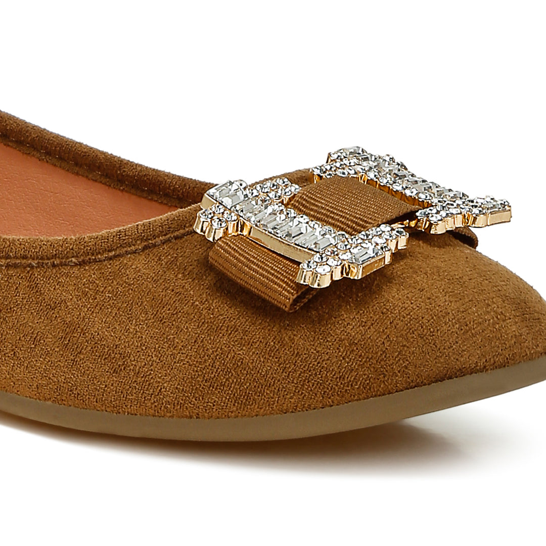 rhinestone buckle detail ballerinas
#color_tan