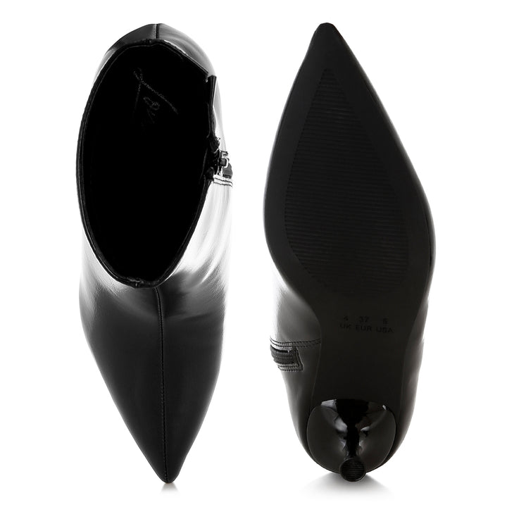 women faux leather kitten heel boots#color_black