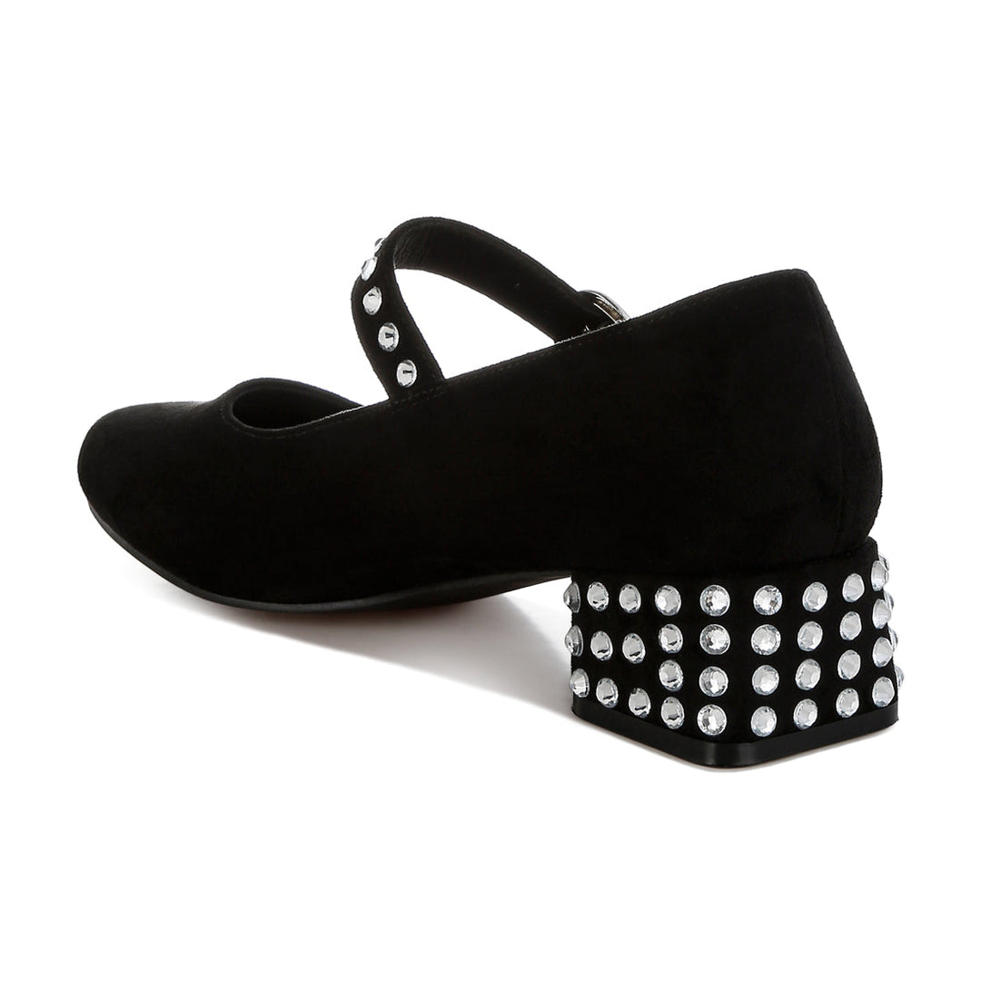 studded mary jane pumps#color_black