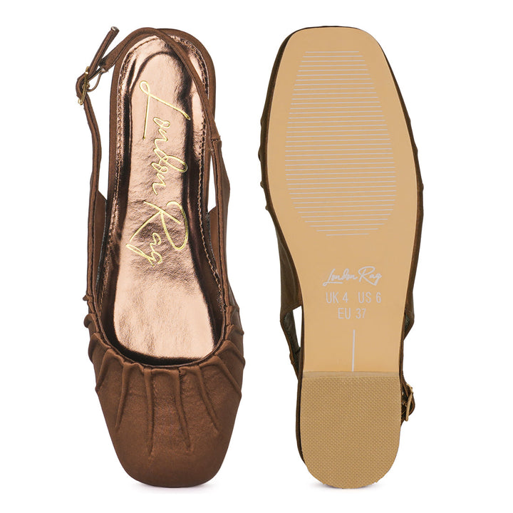 satin square toe flat slingbacks#color_brown