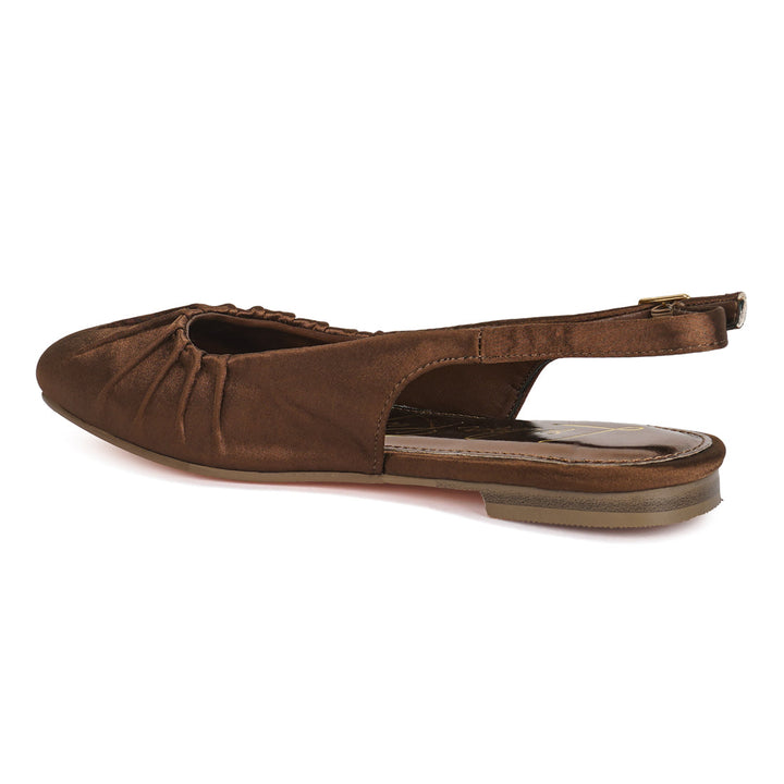 satin square toe flat slingbacks#color_brown