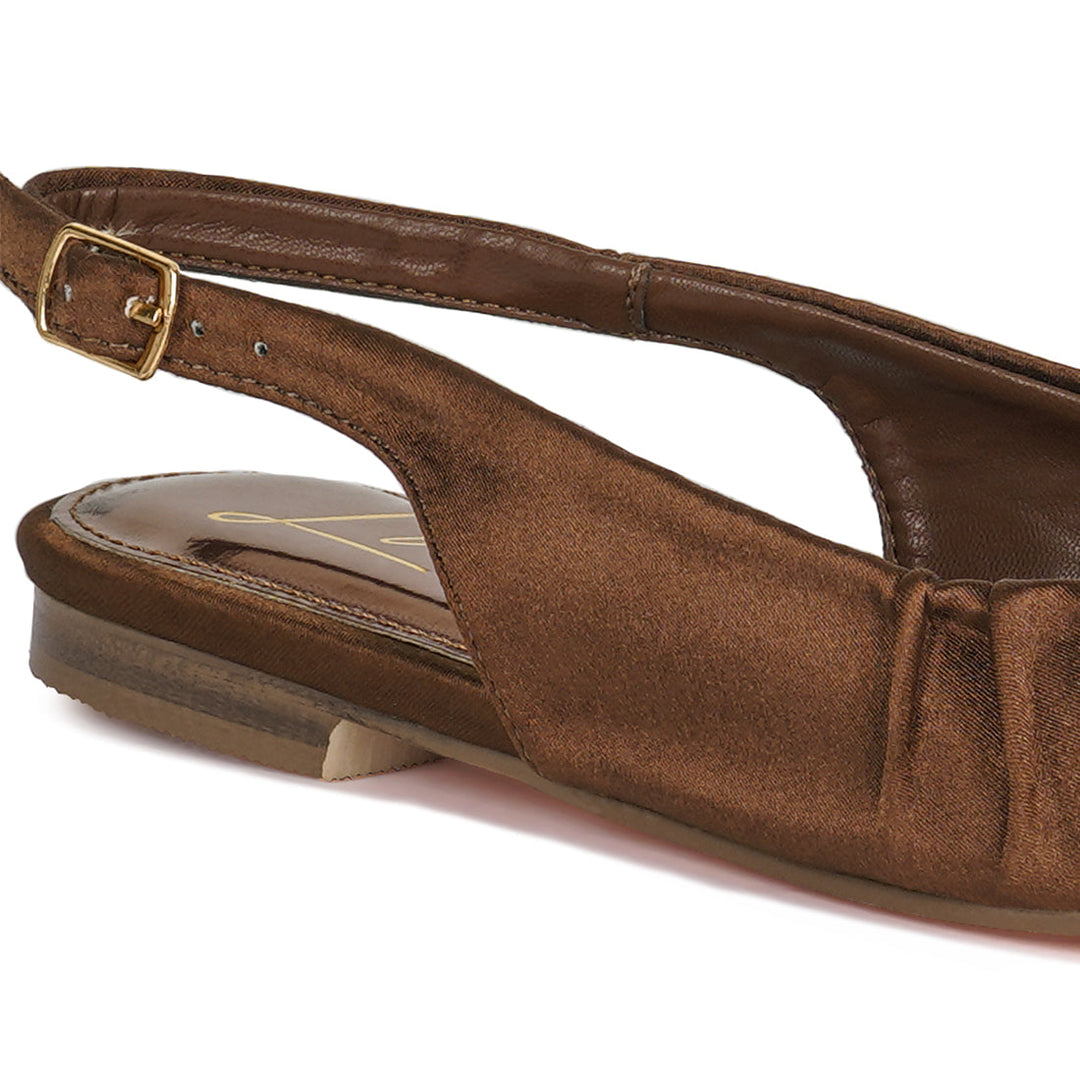 satin square toe flat slingbacks#color_brown
