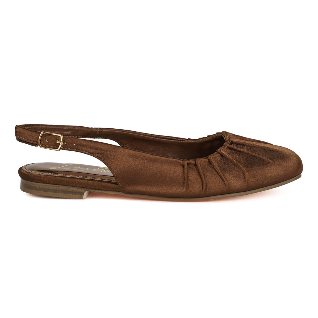 satin square toe flat slingbacks#color_brown