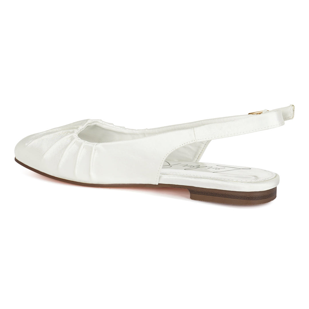 satin square toe flat slingbacks#color_white