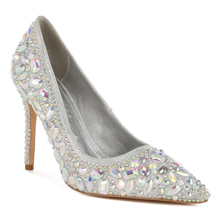 diamante & rhinestone embellishments pumps#color_silver