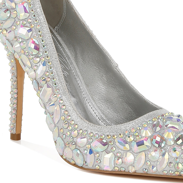 diamante & rhinestone embellishments pumps#color_silver