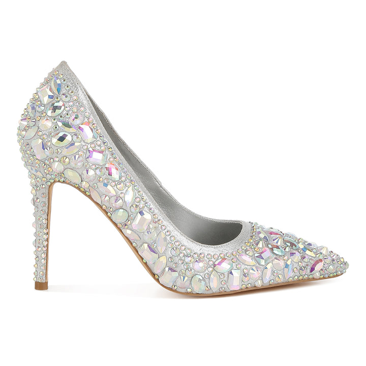 diamante & rhinestone embellishments pumps#color_silver