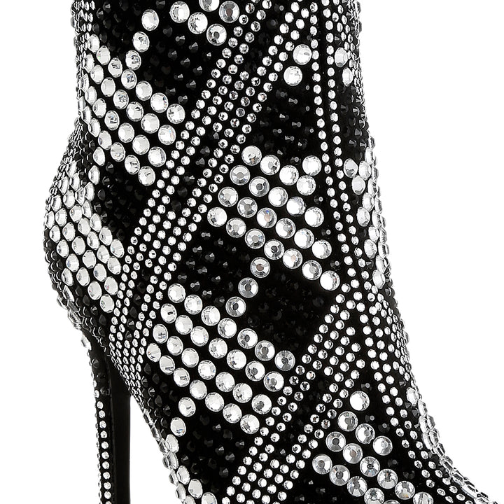 rhinestones studded stiletto heel boots#color_black