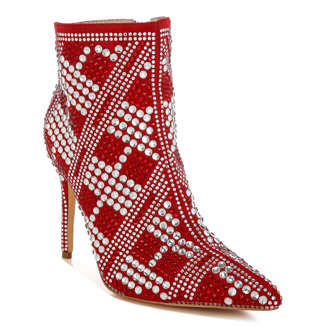 rhinestones studded stiletto heel boots#color_red