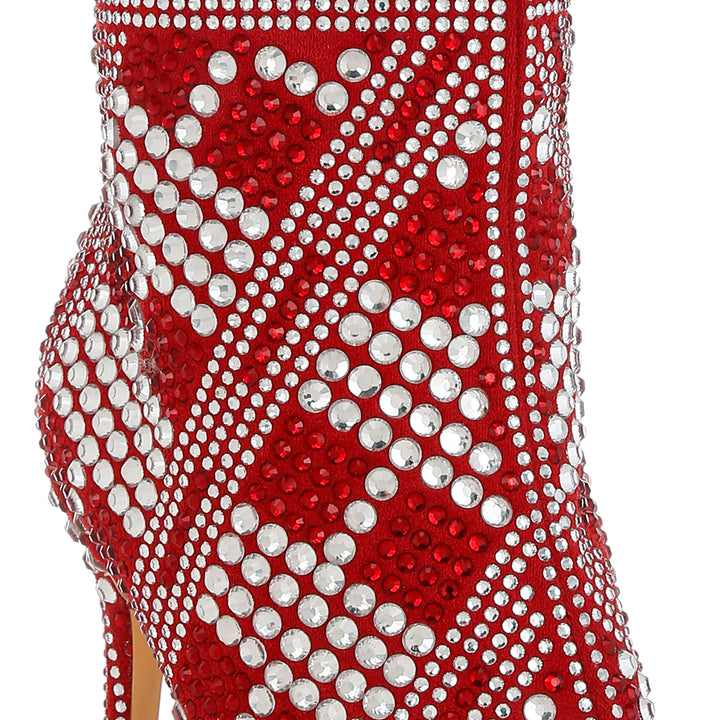 rhinestones studded stiletto heel boots#color_red