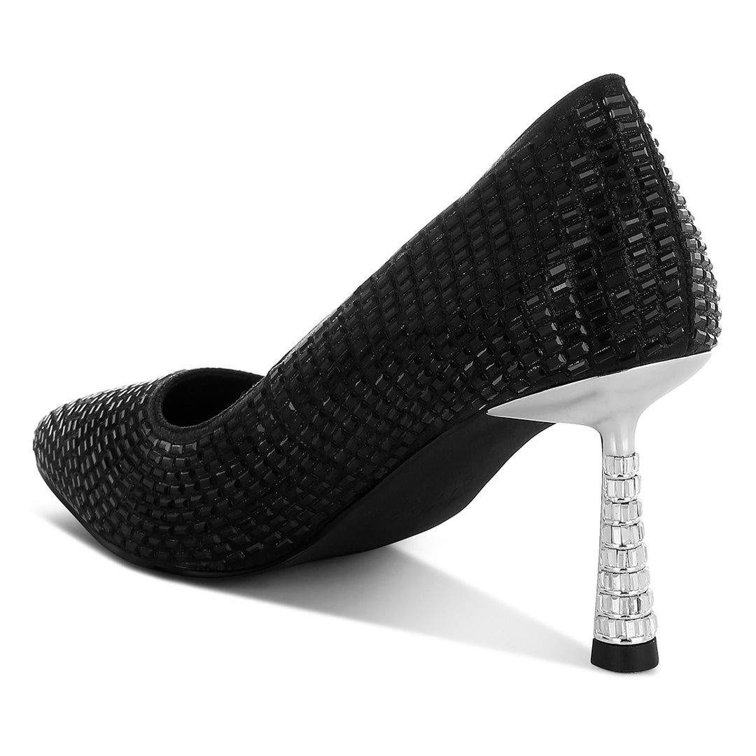 rhinestones sparkling embellished pumps#color_black