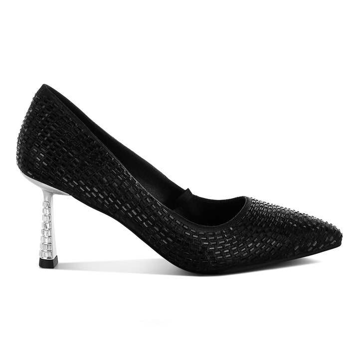 rhinestones sparkling embellished pumps#color_black