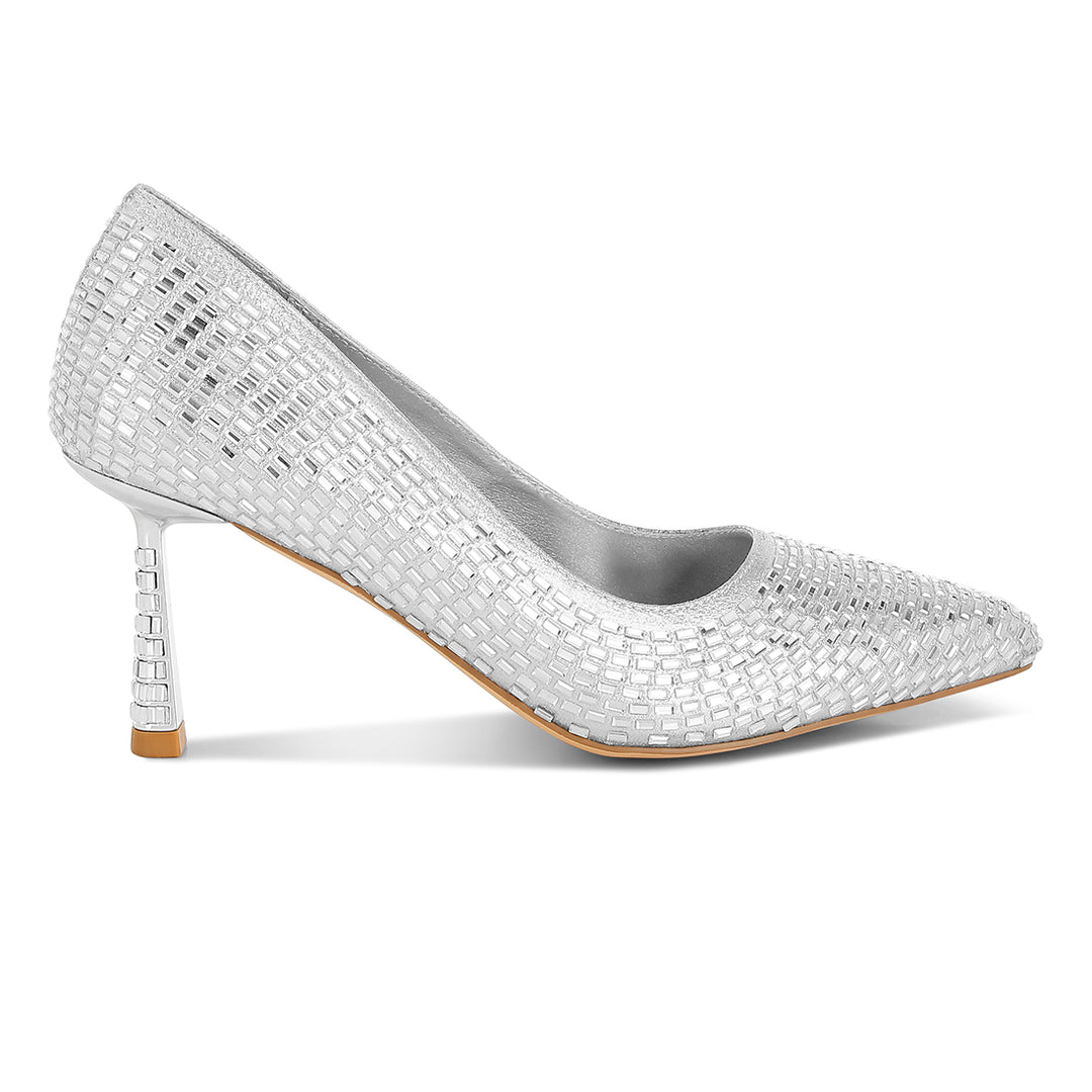 rhinestones sparkling embellished pumps#color_silver