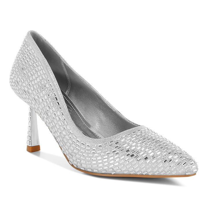 rhinestones sparkling embellished pumps#color_silver