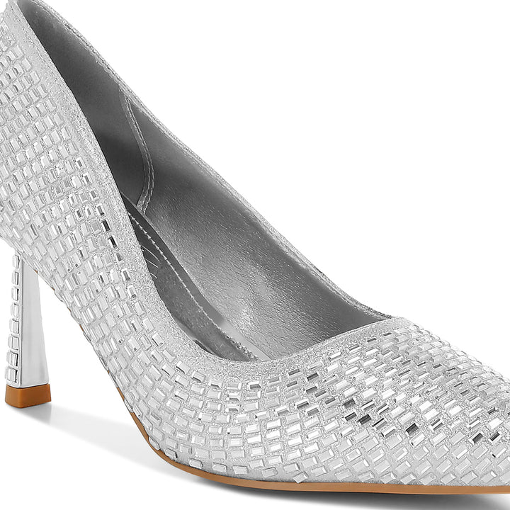 rhinestones sparkling embellished pumps#color_silver