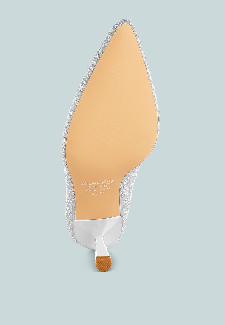 women rhinestones sparkling embellished pumps#color_silver