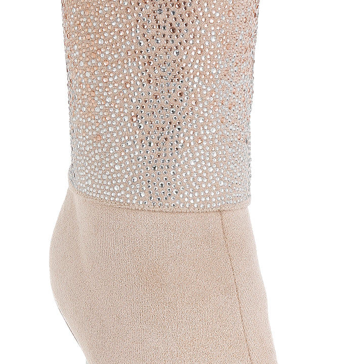 rhinestones embellished foldover boots#color_beige