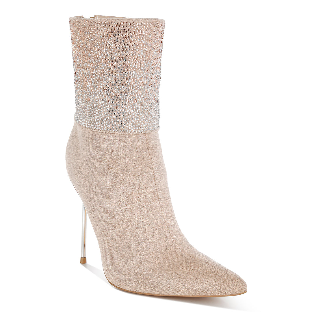 rhinestones embellished foldover boots#color_beige