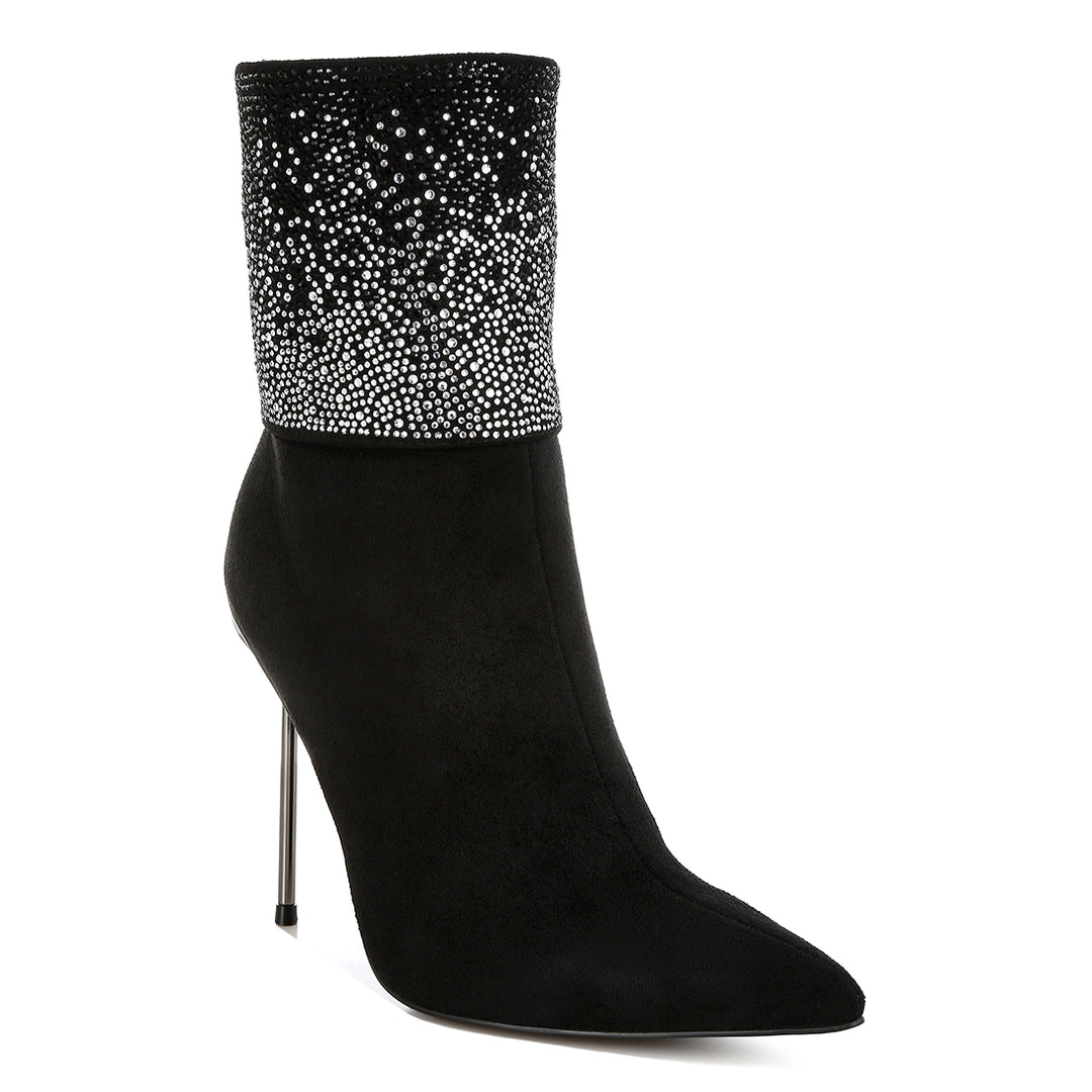 rhinestones embellished foldover boots#color_black