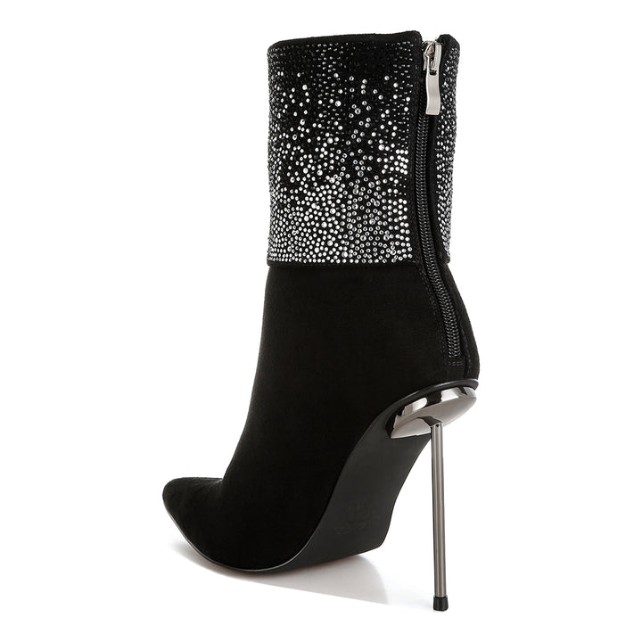 rhinestones embellished foldover boots#color_black