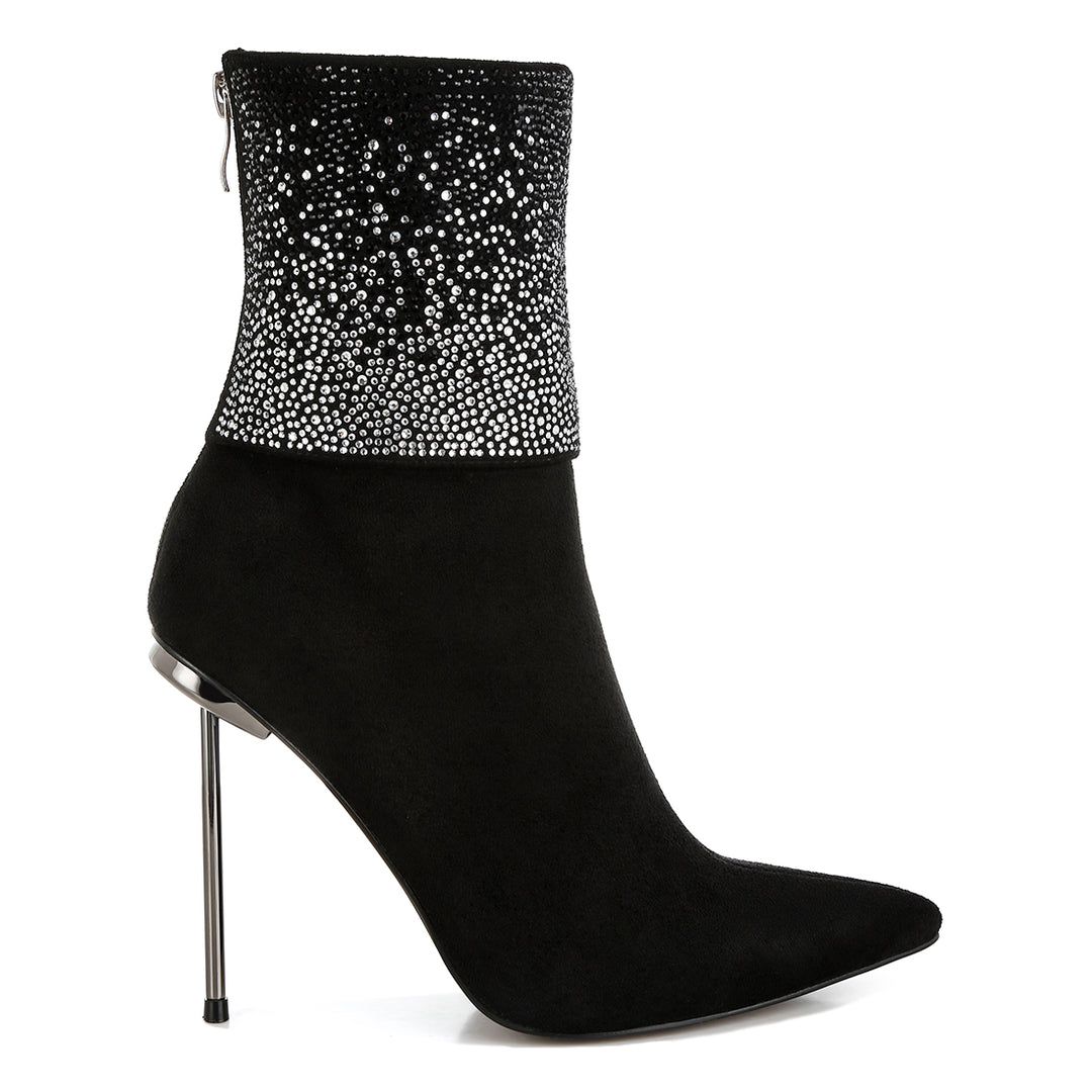 rhinestones embellished foldover boots#color_black