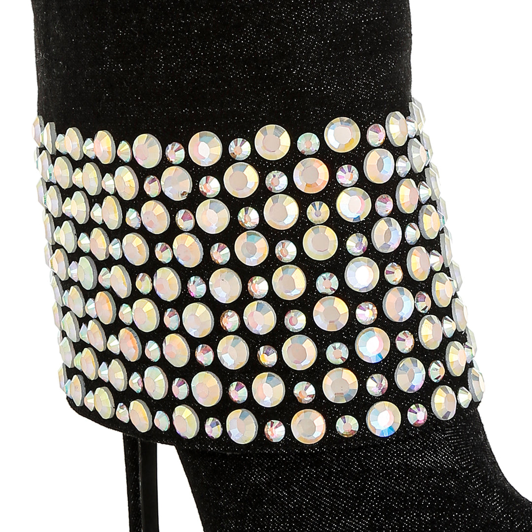 diamante & rhinestones denim boots#color_black