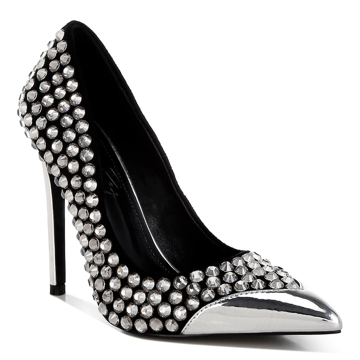 diamante embellished stiletto pumps#color_black