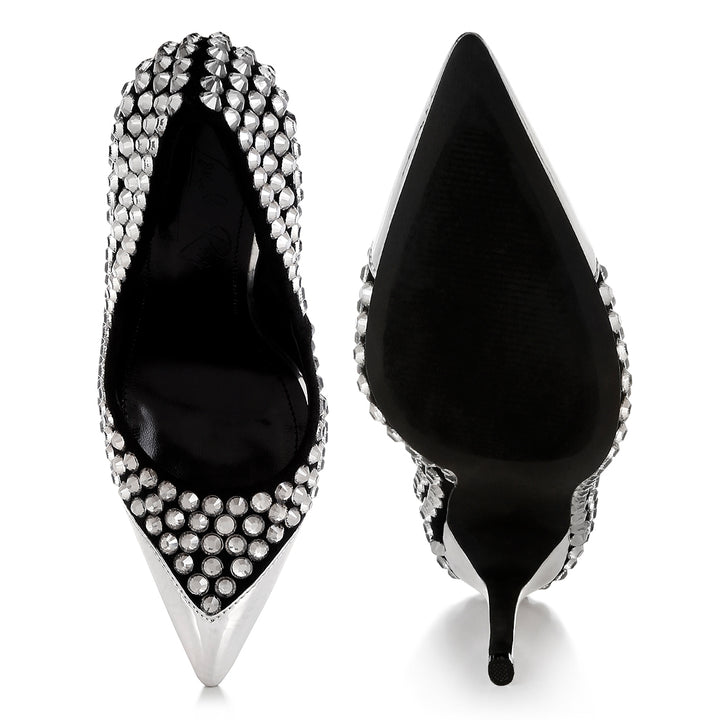 diamante embellished stiletto pumps#color_black