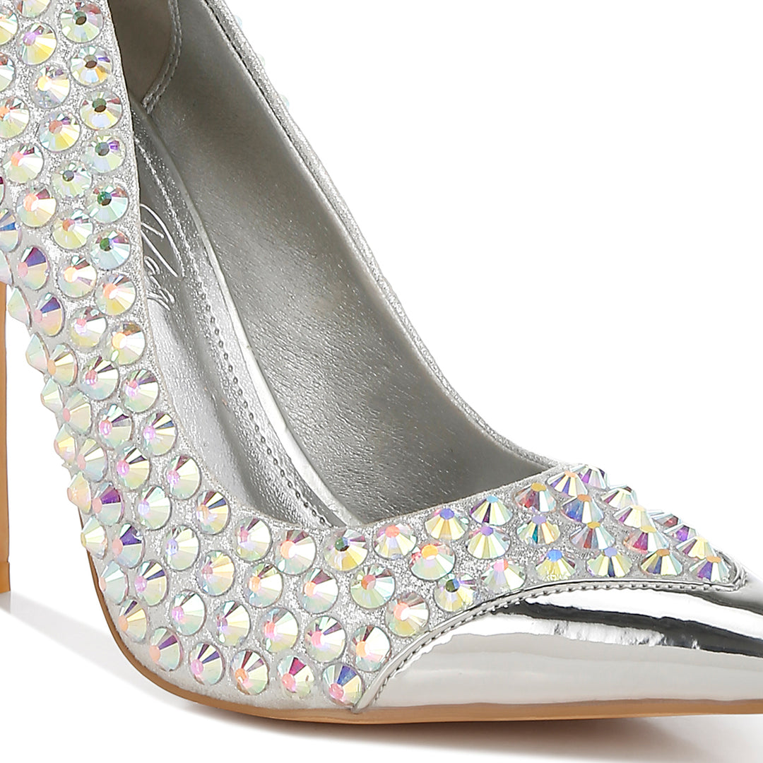 diamante embellished stiletto pumps#color_silver