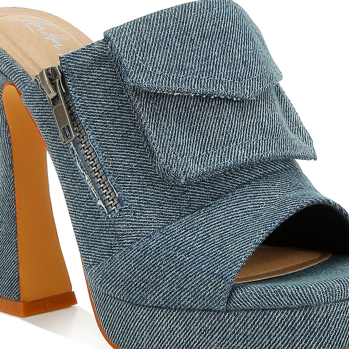 denim pouch detail sandals
#color_denim