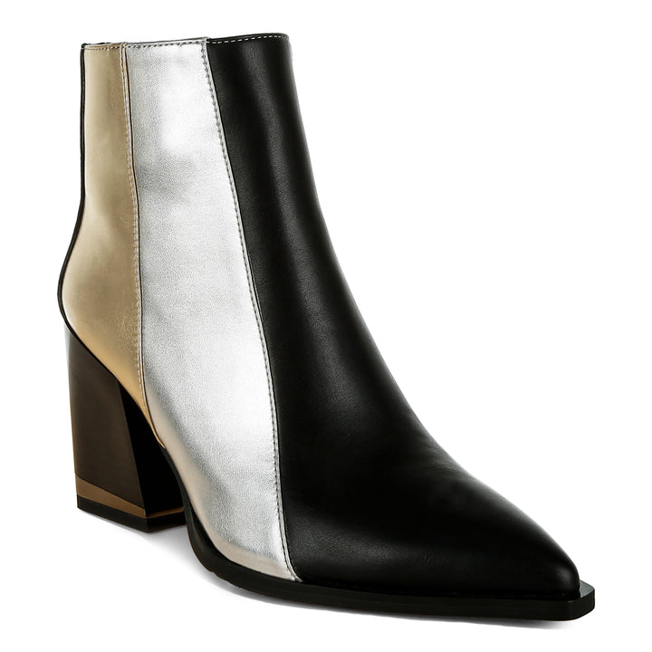 three tone block heel boots#color_black