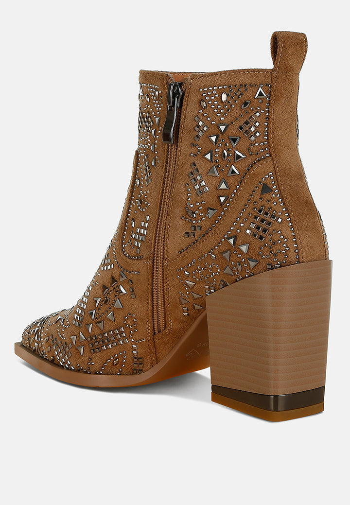women stud embellished ankle boots#color_beige