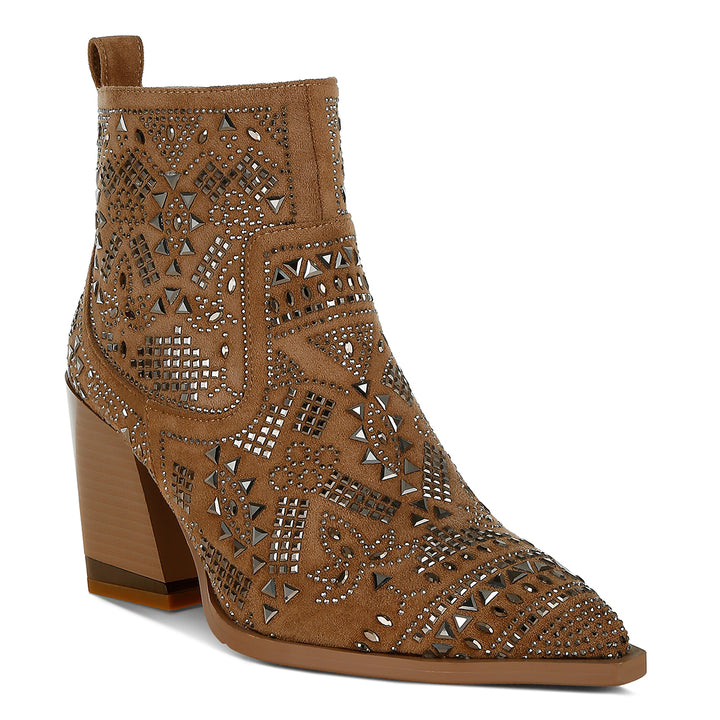 stud embellished ankle boots#color_beige