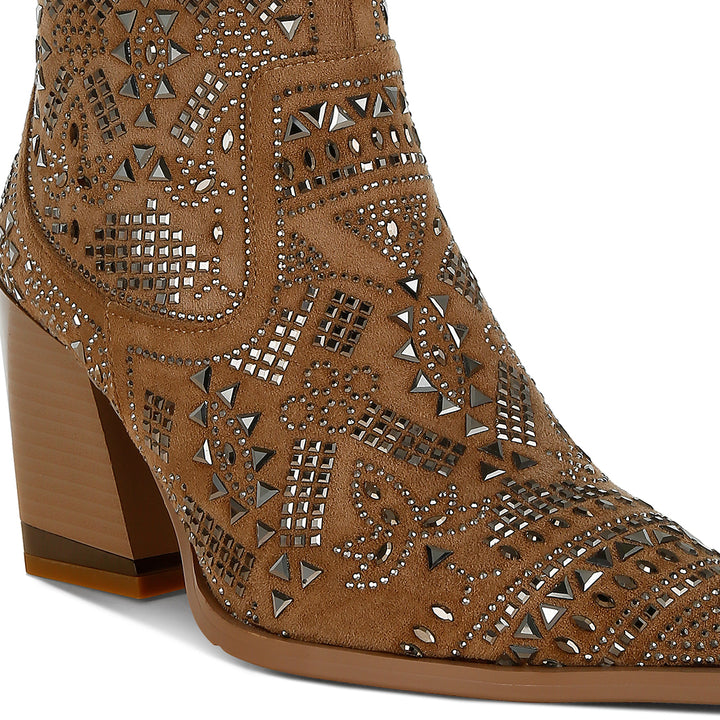 stud embellished ankle boots#color_beige