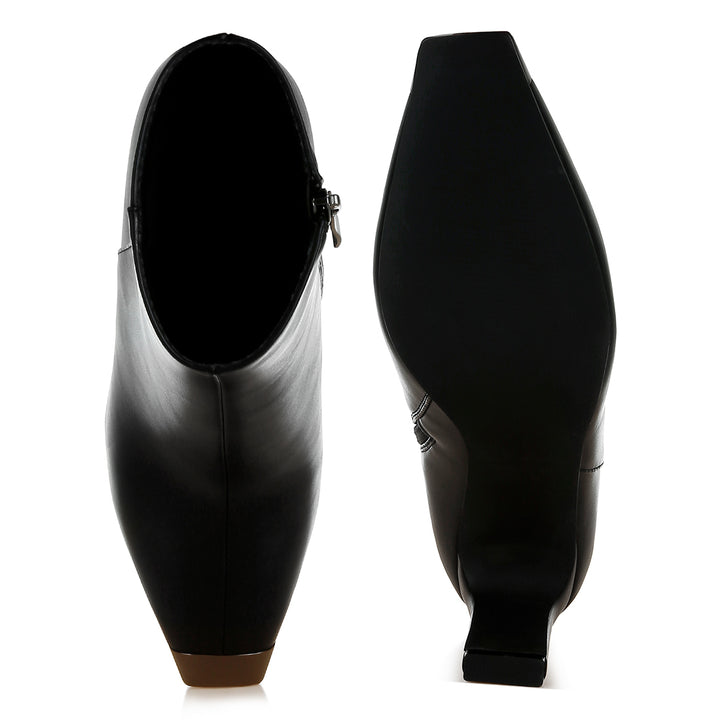 metallic cap toe faux leather boots#color_black