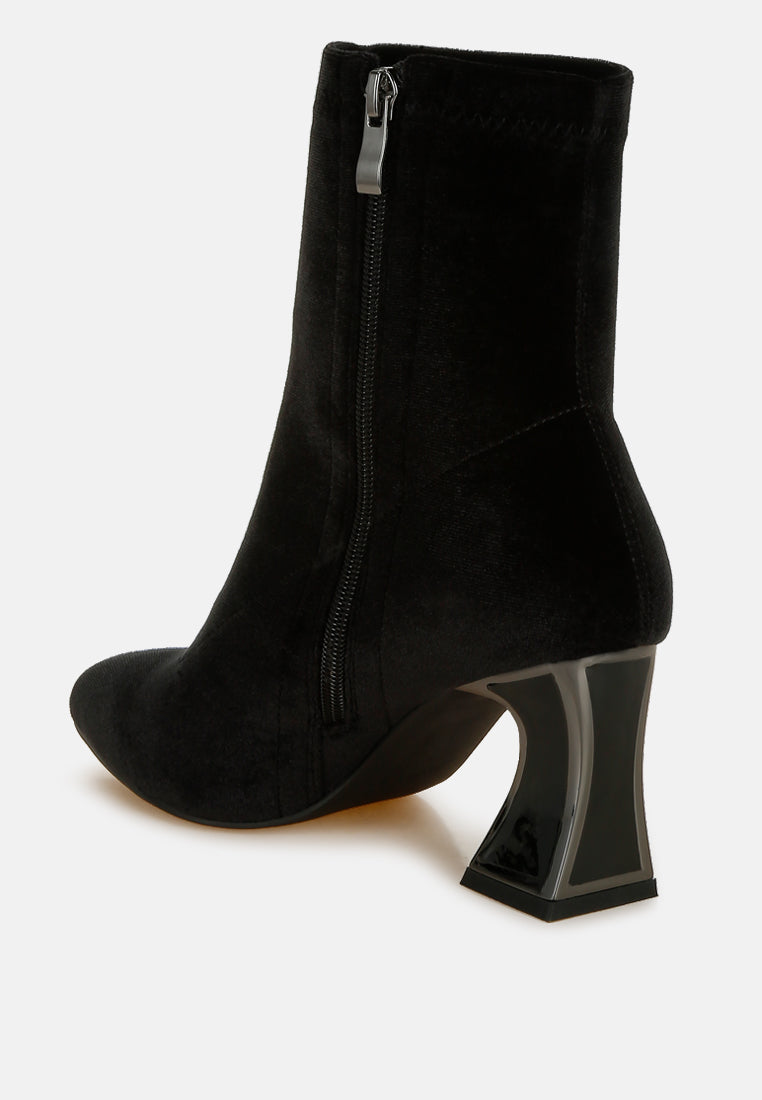 flared block heel velvet boots#colour_black