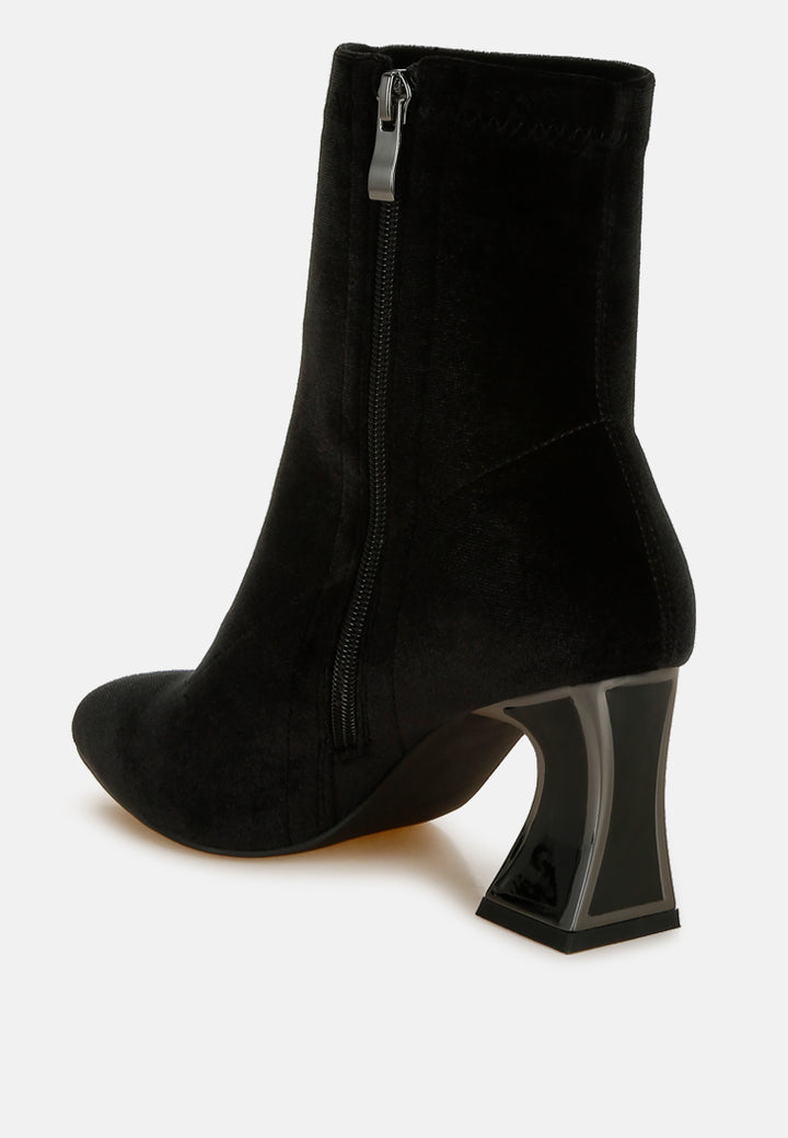 flared block heel velvet boots#colour_black