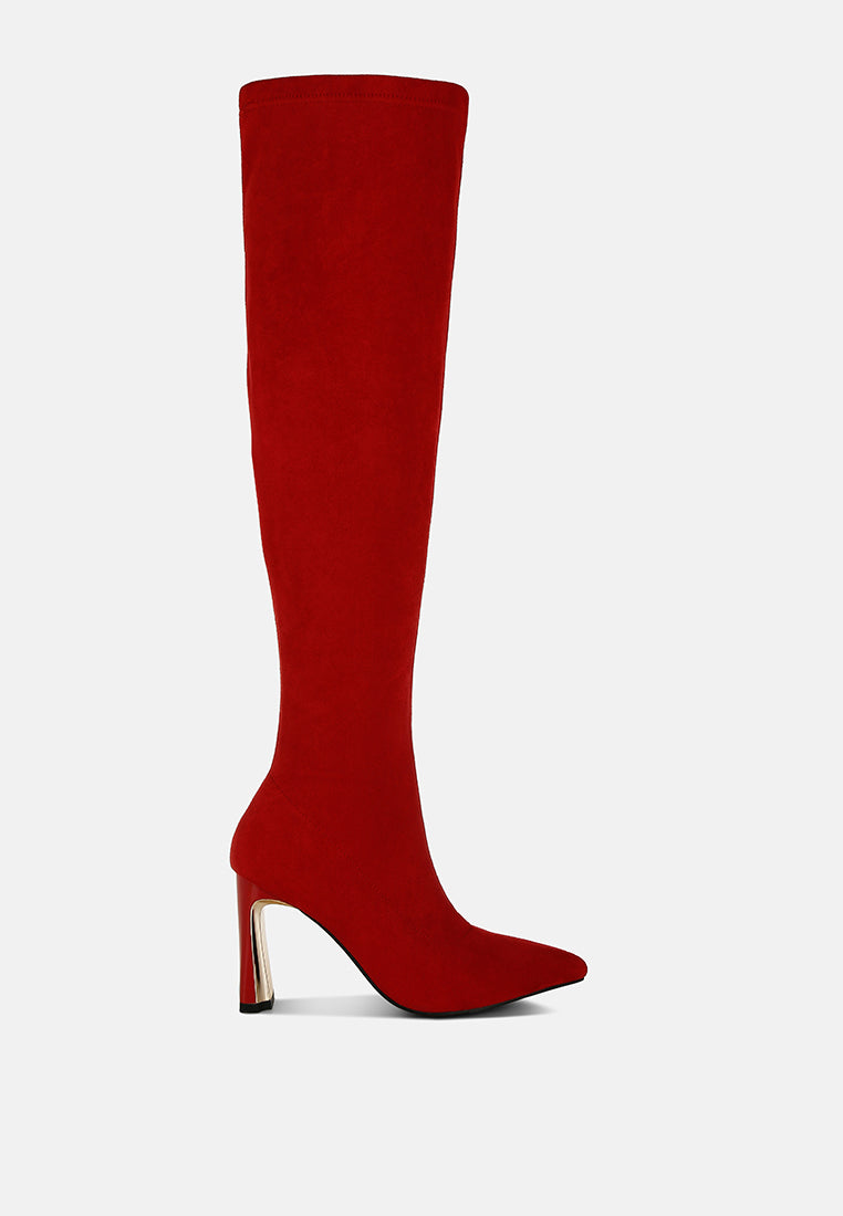slim block heel long boots#colour_red